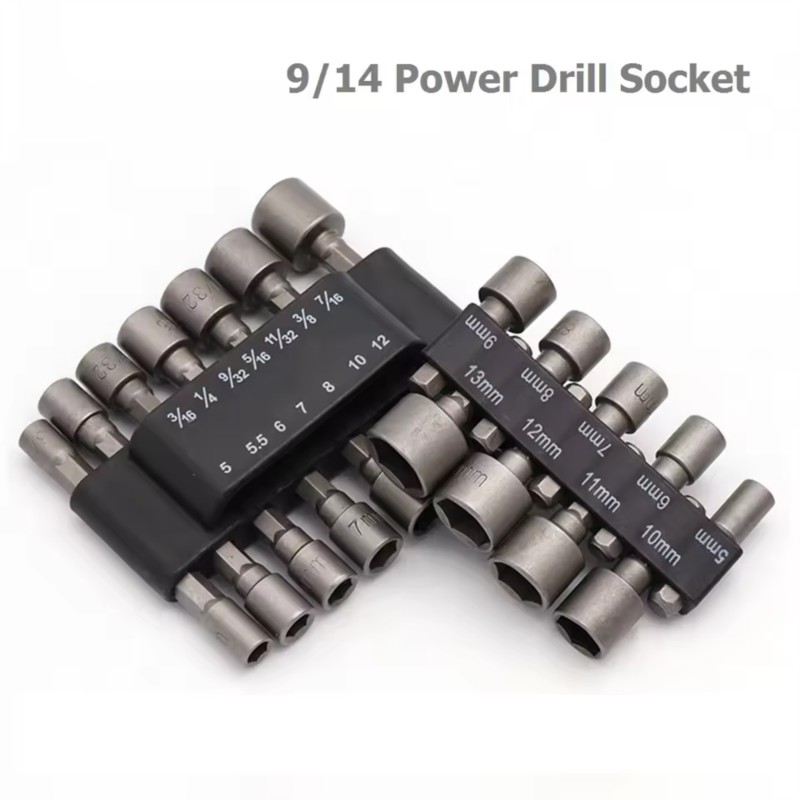 9/14Pcs 세트 소켓 렌치 전원 드릴 비트 너트 드 - Power Tools Pneumatic 리뷰 및 가격